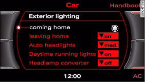 Audi A4: Lights. Display: Exterior lighting