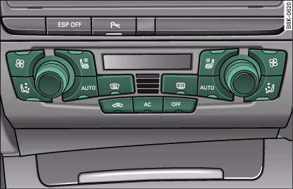Audi A4: Deluxe automatic air conditioner plus. Air conditioner controls