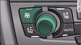 Audi A4: Deluxe automatic air conditioner plus. Blower button and rotary control