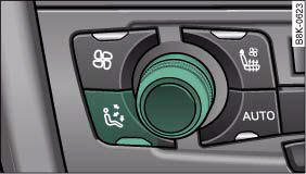 Audi A4: Deluxe automatic air conditioner plus. Air distribution button and rotary control