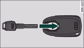 Audi A4: Central locking system. Inserting the spare key into the adapter