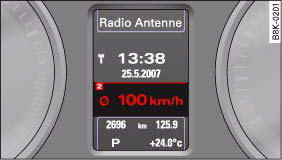 Audi A4: Introduction. Dashboard: Display in instrument cluster (automatic gearbox)