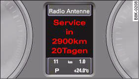 Audi A4: Introduction. Instrument cluster display: Service interval display