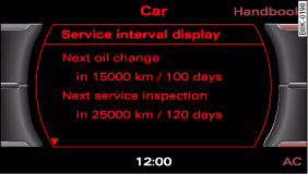 Audi A4: Introduction. Display: Service interval display