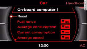 Audi A4: On-board computer. MMI display: On-board computer