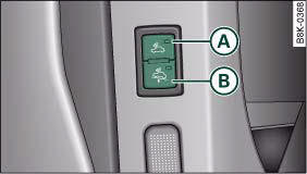 Audi A4: Central locking system. Front end of the driver's door: Switches for interior monitor