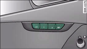 Audi A4: Seat memory. Driver's door: Seat memory