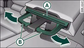 Audi A4: Cup holders. Cup holder in rear armrest