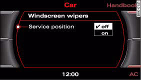 Audi A4: Windscreen wipers. Display: Windscreen wipers