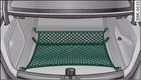 Audi A4: Luggage compartment. Stretch net laid out