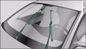 Audi A4: Windscreen wipers. Service position