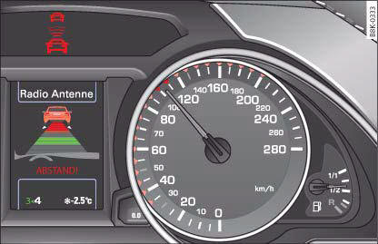 Audi A4: Driver messages. Instrument cluster: Driver intervention prompt