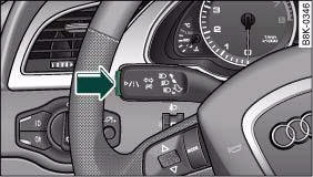 Audi A4: Audi lane assist. Turn signal lever: Pushbutton for Audi lane assist