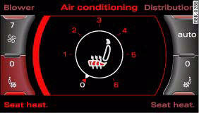 Audi A4: Seat heating. Display: Seat heating