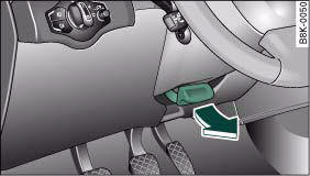 Audi A4: Steering. Lever beneath steering column