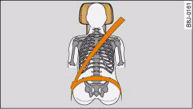 Audi A4: Correct sitting positions. Correctly adjusted head restraint (seen from the front)