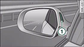 Audi A4: Lane change assist feature. Warning lamp on exterior mirror (driver's side)