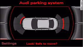 Audi A4: Audi parking system plus. Display: Graphical distance display