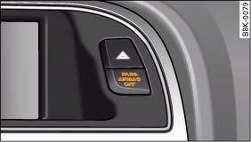 Audi A4: Deactivating the front passenger's airbag via the key-operated switch. Lamp indicates that front passenger's airbag has been deactivated