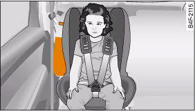 Audi A4: Points to remember if children are travelling in the car. Correctly seated in a suitable child safety seat
