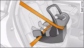 Audi A4: Child safety seats. Child safety seat: Category 0 / 0+