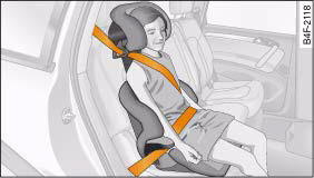 Audi A4: Child safety seats. A category 2/3 forward-facing child seat (with backrest) fitted
