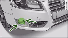 Audi A4: Changing bulb for front fog lights. Screws securing fog light