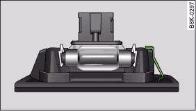 Audi A4: Number plate light. Number plate light: Retaining element