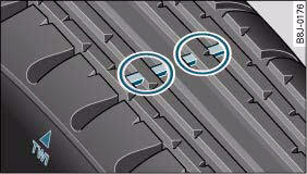 Audi A4: Tyre service life. Tyre tread: Tread wear indicators