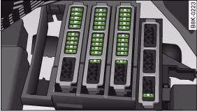 Audi A4: Fuses. Diagram of fuse panel