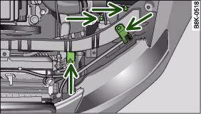 Audi A4: Changing bulbs for headlights. Headlight unit: Attachment points are marked by arrows