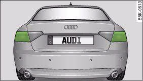 Audi A4: Changing bulbs for rear lights in side panel. Rear lights in side panel