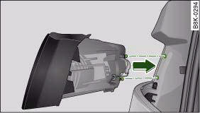 Audi A4: Changing bulbs for rear lights in side panel. Installing rear light