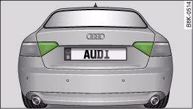 Audi A4: Changing bulbs in boot lid. Rear lights in boot lid