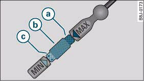 Audi A4: Engine oil. Variant 2: Markings on oil dipstick