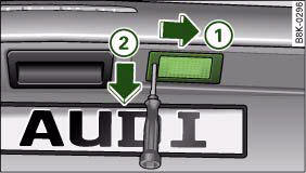 Audi A4: Number plate light. Boot lid: Removing number plate light