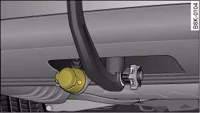 Audi A4: Removable towing bracket. Area below rear bumper: Electrical socket for trailer