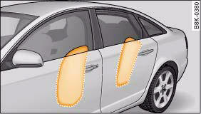 Audi A4: Side airbags Audi A4: Side airbags. Side airbags in inflated condition